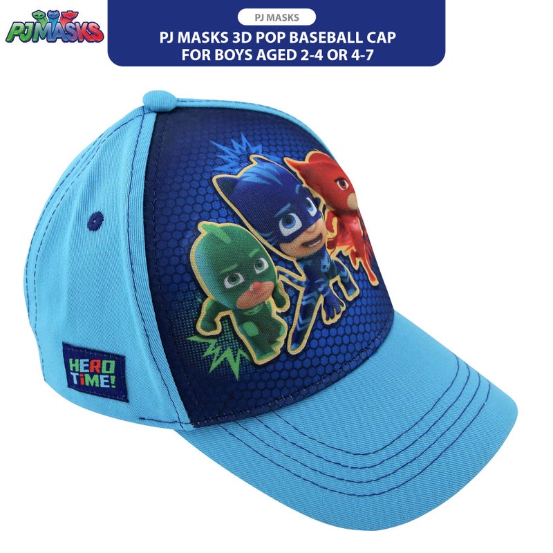 PJMASKS PJ Masks Boys' Baseball Cap - 3D Catboy, Owlette, Gekko Curved Brim Snap Back Hat (2T-7), Size Age 2-4, Pj Mask Light Blue - Image 3